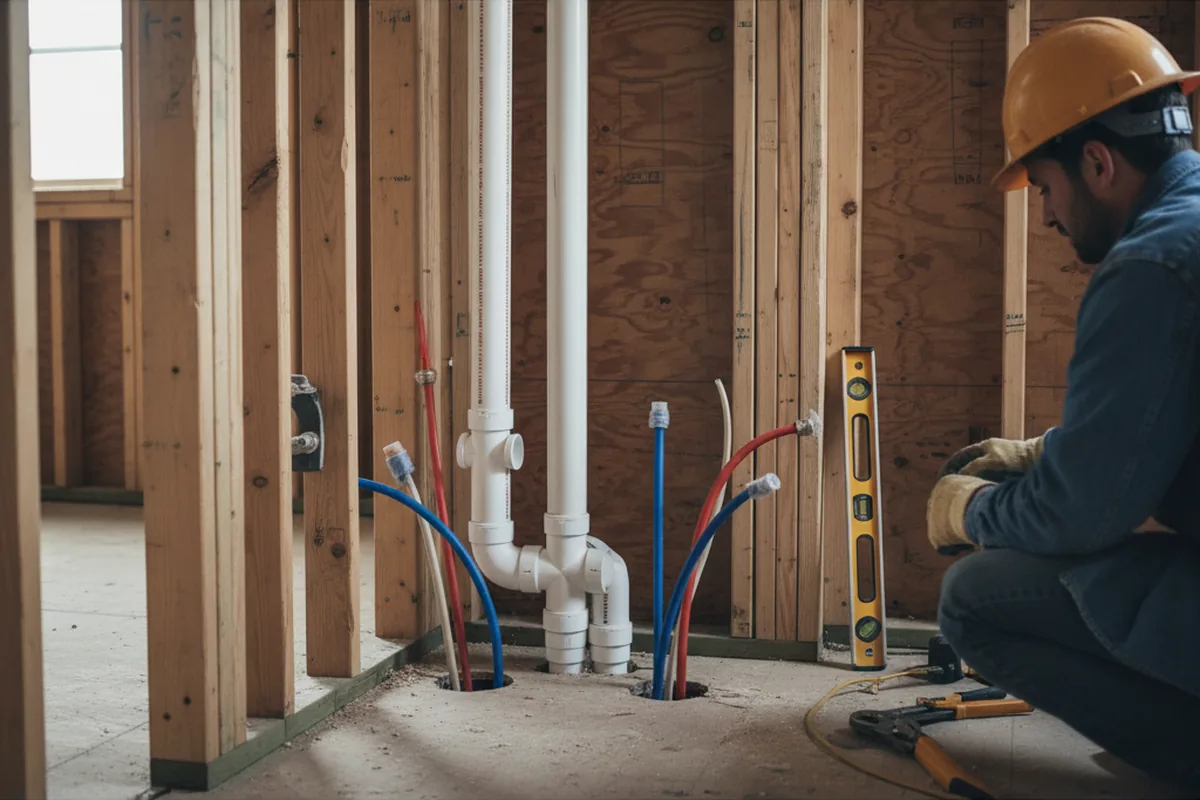 Drain and supply rough-in during Garbage Disposal Repair in Sanborn