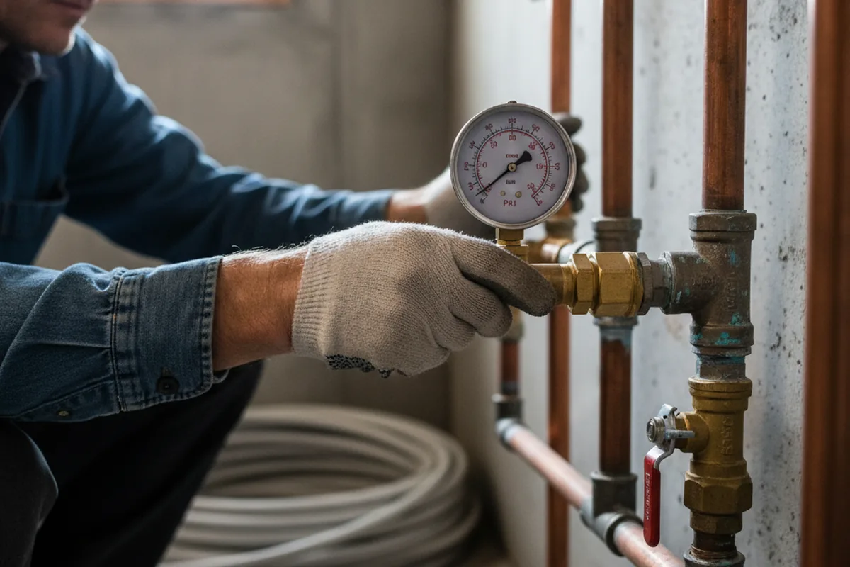 Pressure testing a repaired line during Water Line Repair in Sanborn